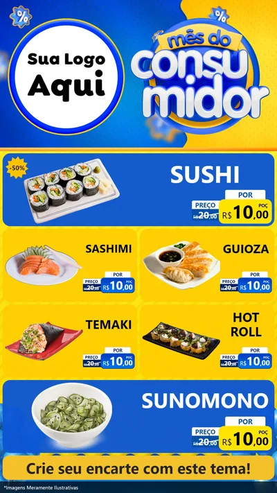 Modelo de TV para TV Vertical com o tema Mês do Consumidor para Comida japonesa