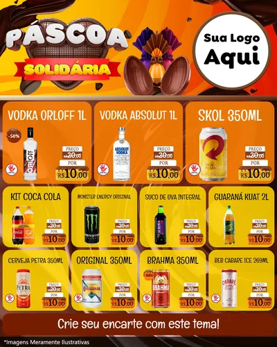 Modelo de Rede Social para Feed Instagram com o tema Páscoa Solidária para Distribuidora de bebidas