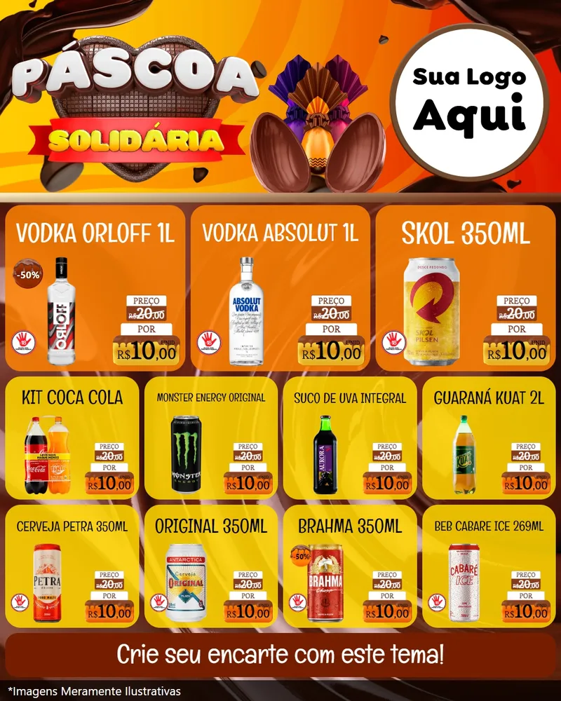 Modelo de Rede Social para Feed Instagram com o tema Páscoa Solidária para Distribuidora de bebidas