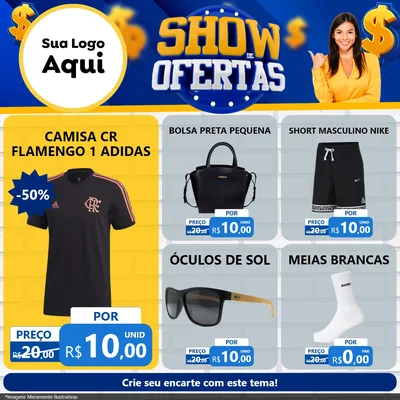 Modelo de Rede Social para Feed Facebook com o tema Show de Ofertas para Roupas e acessórios