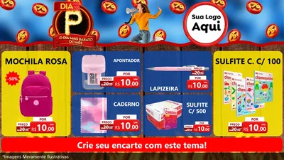 Modelo de TV para TV Horizontal com o tema Dia P - O Dia Mais Barato Do Mês para Papelaria