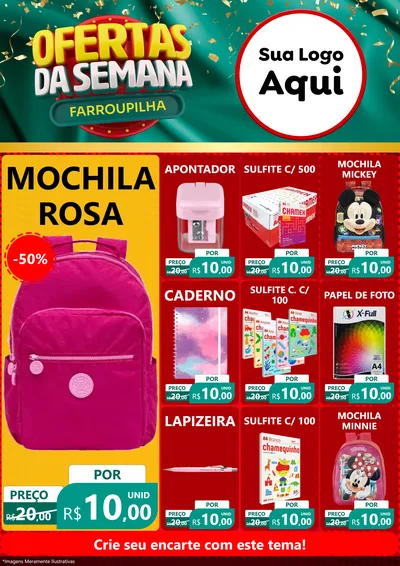 Modelo de Encarte para Encarte A4 Vertical com o tema Ofertas da Semana Farroupilha para Papelaria