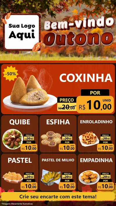 Modelo de Rede Social para Stories com o tema Bem-vindo Outono para Salgadaria