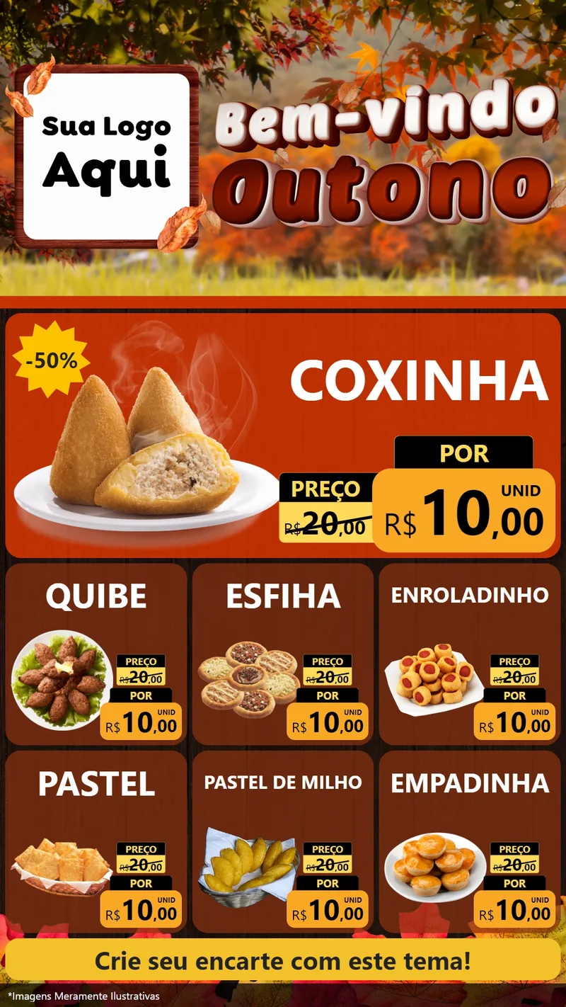 Modelo de Rede Social para Stories com o tema Bem-vindo Outono para Salgadaria