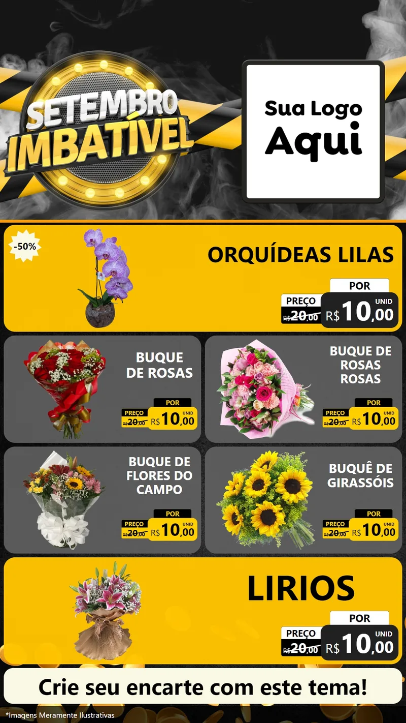 Modelo de TV para TV Vertical com o tema Setembro Imbatível para Floricultura e jardim