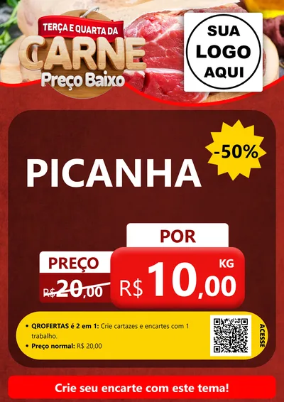 Modelo de Cartaz para Cartaz A4 Vertical com o tema Terça e Quarta da Carne para Açougue