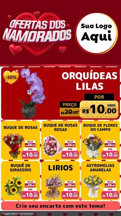 Modelo de Rede Social para Stories com o tema Ofertas Dos Namorados para Floricultura e jardim