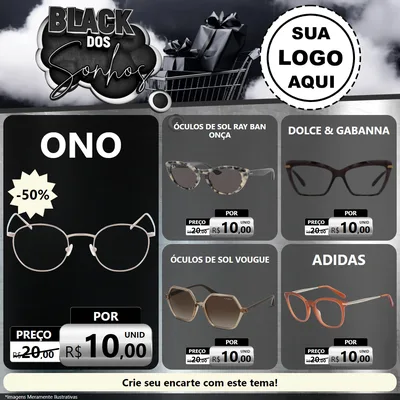 Modelo de Rede Social para Feed Facebook com o tema Black dos Sonhos para Óticas
