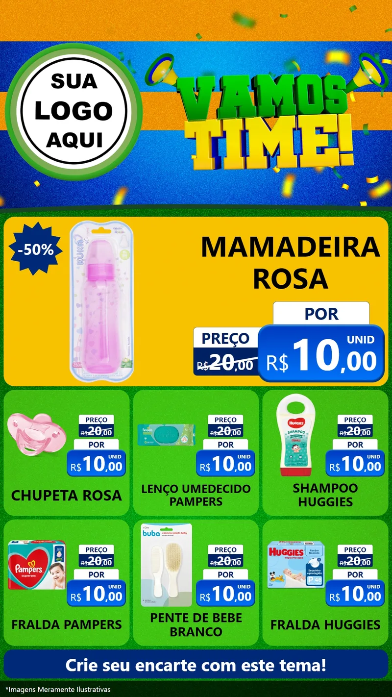 Modelo de Rede Social para Stories com o tema Vamos Time! para Bebês