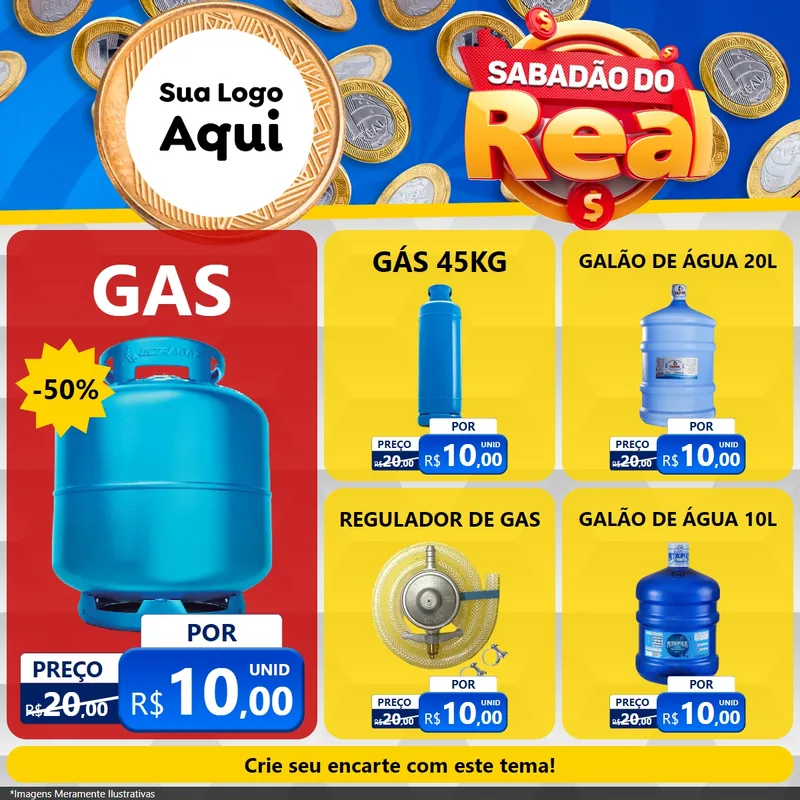 Modelo de Rede Social para Feed Facebook com o tema Sabadão do Real para Água e gás