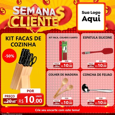 Modelo de Rede Social para Feed Facebook com o tema Semana do Cliente para Utilidades Domésticas