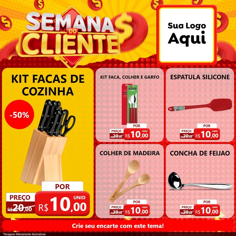 Modelo de Rede Social para Feed Facebook com o tema Semana do Cliente para Utilidades Domésticas