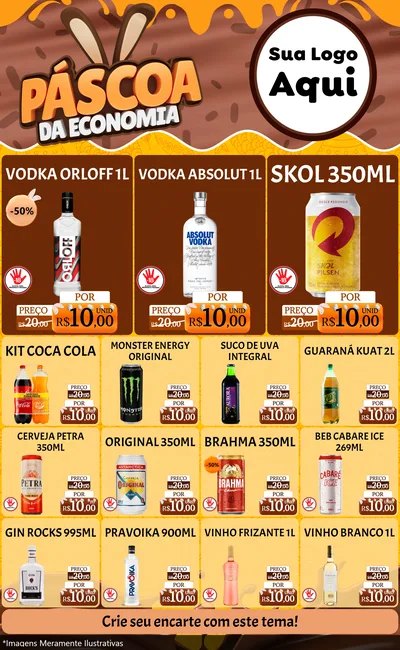Modelo de Encarte para Encarte Grande com o tema Páscoa da Economia para Distribuidora de bebidas