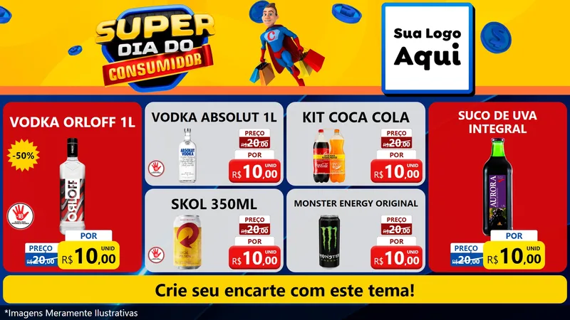 Modelo de TV para TV Horizontal com o tema Super Dia do Consumidor para Distribuidora de bebidas
