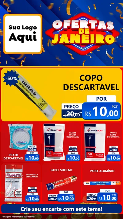 Modelo de Rede Social para Stories com o tema Ofertas de Janeiro para Embalagens