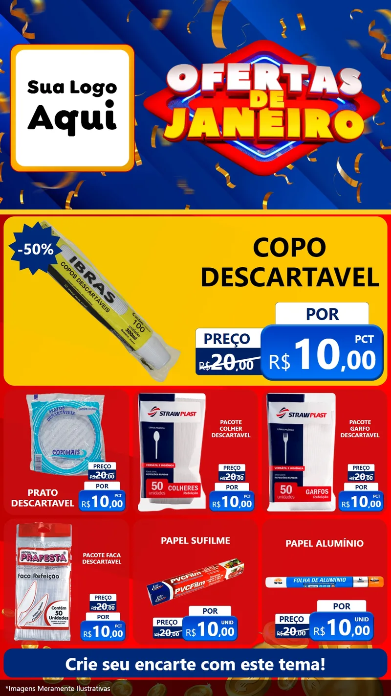 Modelo de Rede Social para Stories com o tema Ofertas de Janeiro para Embalagens