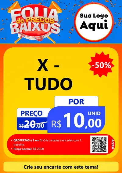 Modelo de Cartaz para Cartaz A4 Vertical com o tema Folia de Preços Baixos para Hamburgueria
