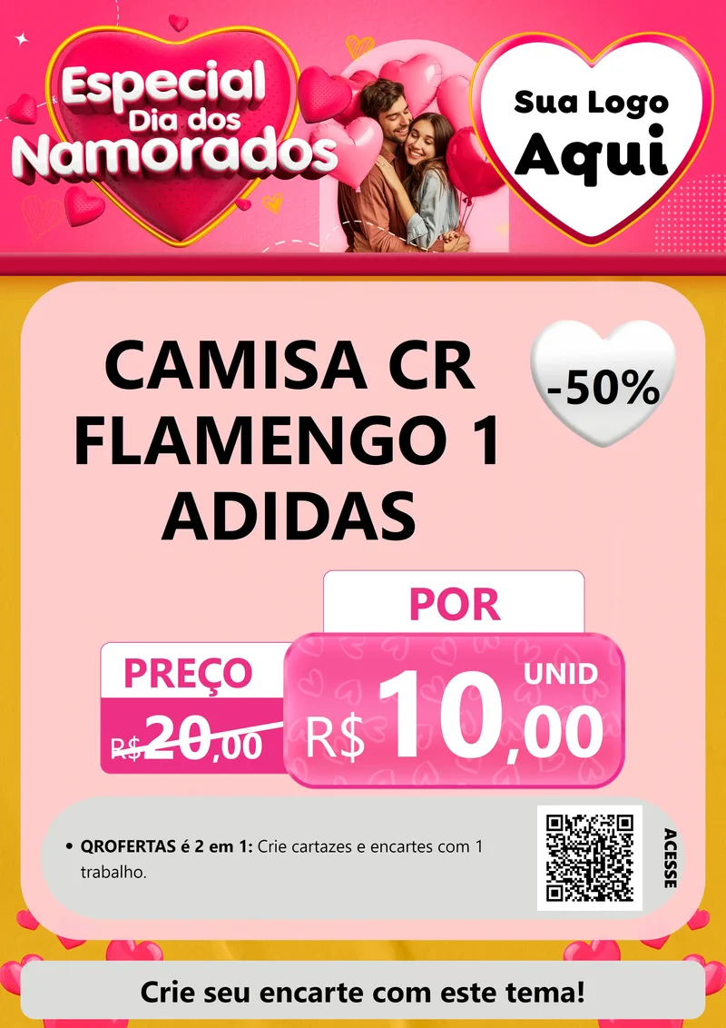 Modelo de Cartaz para Cartaz A4 Vertical com o tema Especial Dia dos Namorados para Roupas e acessórios