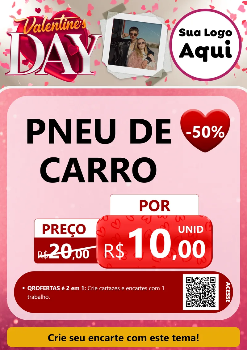 Modelo de Cartaz para Cartaz A4 Vertical com o tema Valentine's Day para Auto peças