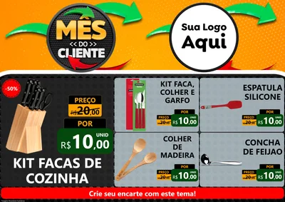 Modelo de Encarte para Encarte A4 Horizontal com o tema Mês do Cliente para Utilidades Domésticas