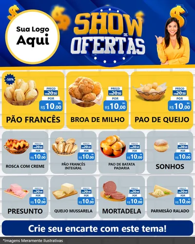 Modelo de Rede Social para Feed Instagram com o tema Show de Ofertas para Padaria