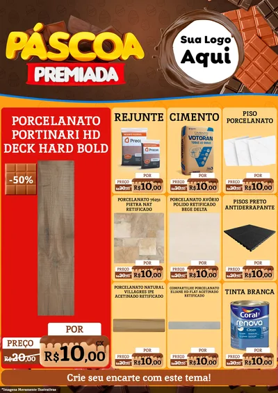 Modelo de Encarte para Encarte A4 Vertical com o tema Páscoa Premiada para Pisos e revestimentos