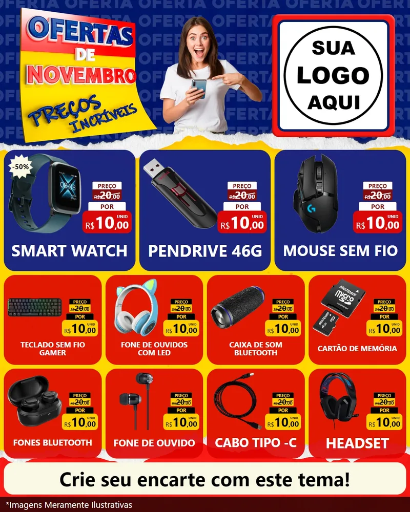 Modelo de Rede Social para Feed Instagram com o tema Ofertas de Novembro - Preços Incríveis para Informática