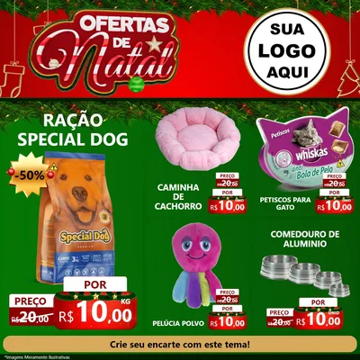 Modelo de Rede Social para Feed Facebook com o tema Ofertas de Natal para Pet Shop