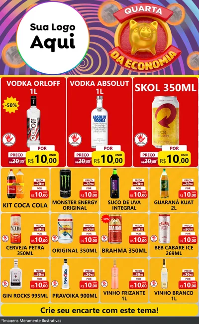 Modelo de Encarte para Encarte Grande com o tema Quarta da Economia para Distribuidora de bebidas