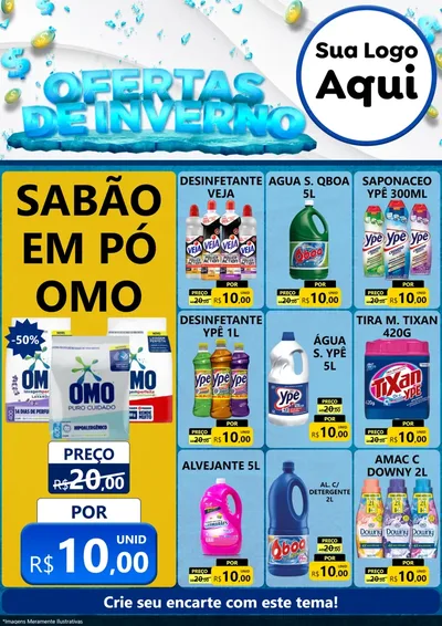 Modelo de Encarte para Encarte A4 Vertical com o tema Ofertas de Inverno para Produtos de Limpeza