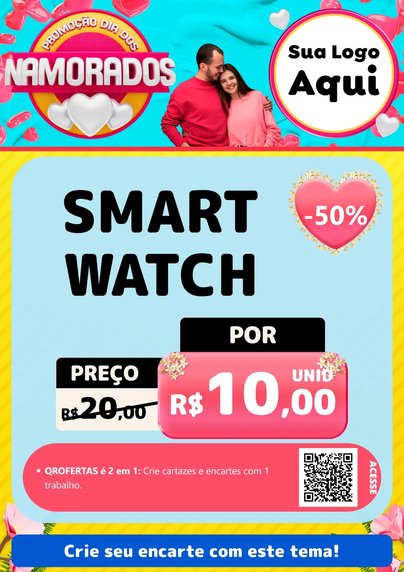 Modelo de Cartaz para Cartaz A4 Vertical com o tema Promoção Dia dos Namorados para Informática