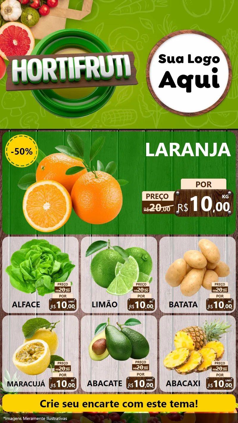 Modelo de Rede Social para Stories com o tema Hortifruti Ofertas para Hortifrúti
