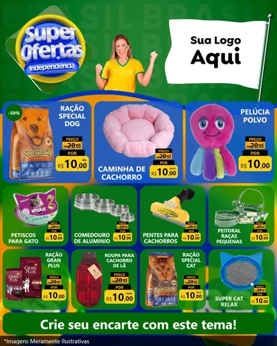 Modelo de Rede Social para Feed Instagram com o tema Super Ofertas de Independência para Pet Shop