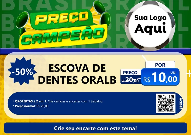 Modelo de Cartaz para Cartaz A4 Horizontal com o tema Preço Campeão - Copa para Higiene Pessoal