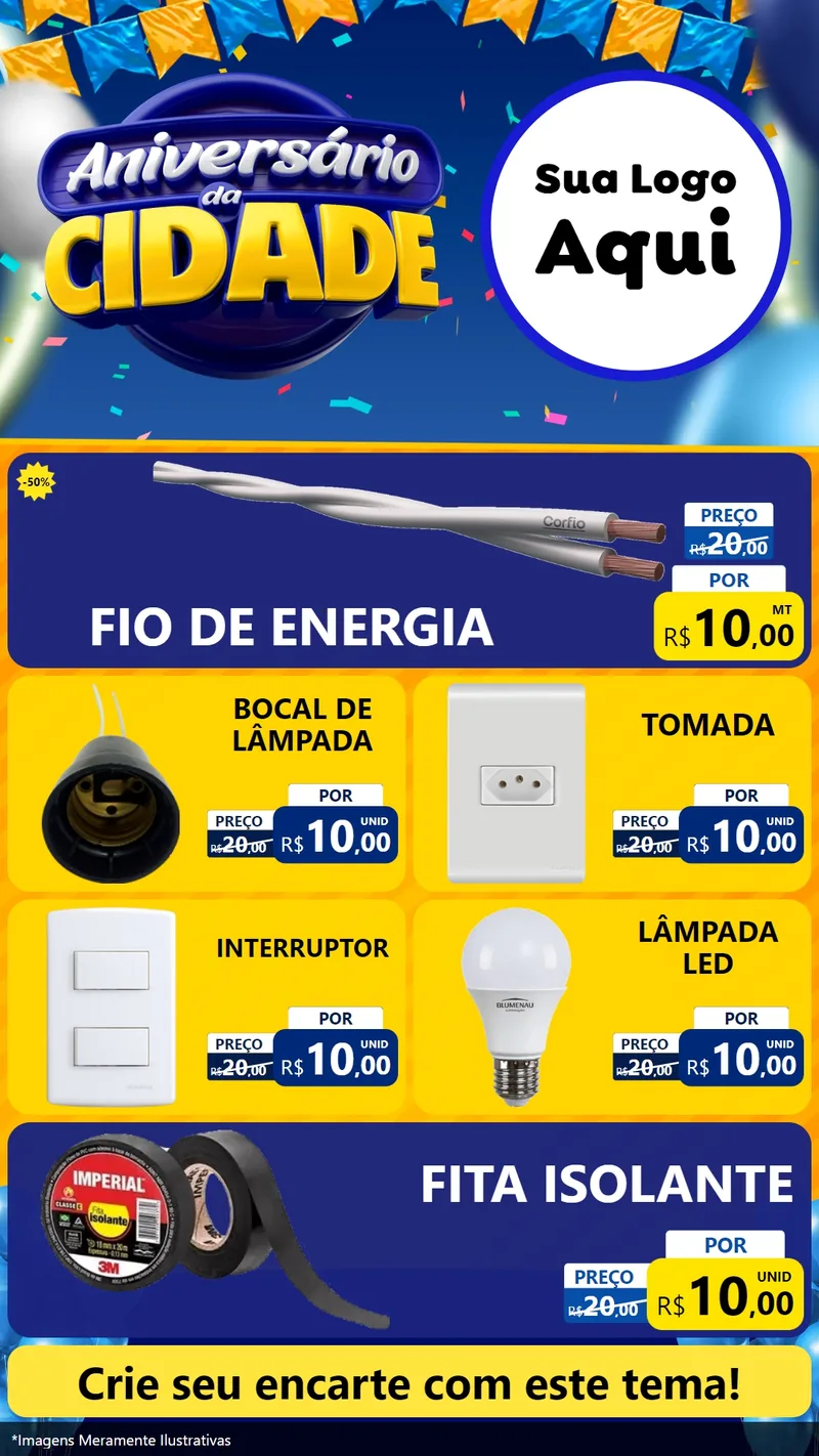 Modelo de TV para TV Vertical com o tema Aniversário da Cidade para Materiais Elétricos