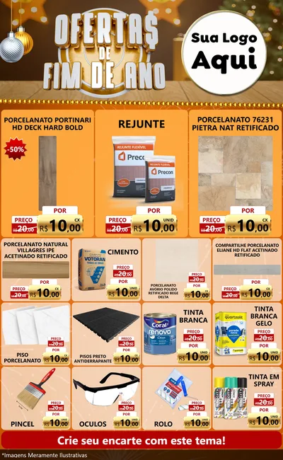 Modelo de Encarte para Encarte Grande com o tema Ofertas de Fim de Ano para Pisos e revestimentos