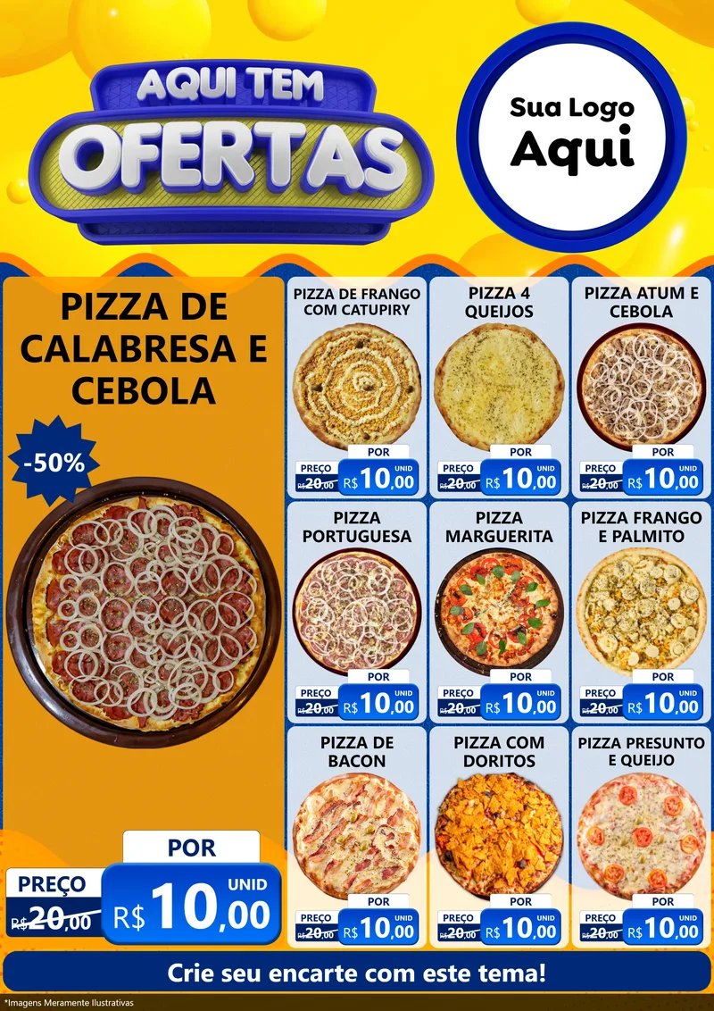Modelo de Encarte para Encarte A4 Vertical com o tema Aqui Tem Ofertas para Pizzaria