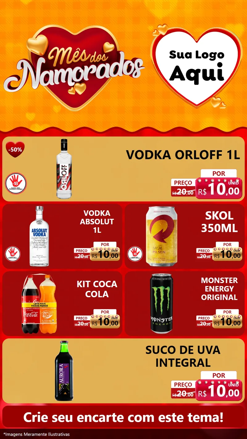 Modelo de TV para TV Vertical com o tema Mês dos Namorados para Distribuidora de bebidas