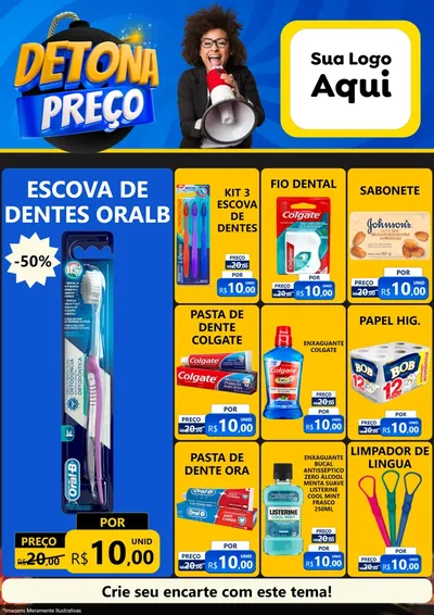 Modelo de Encarte para Encarte A4 Vertical com o tema Detona Preços para Higiene Pessoal