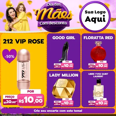 Modelo de Rede Social para Feed Facebook com o tema Dia das Mães com Desconto para Perfumes