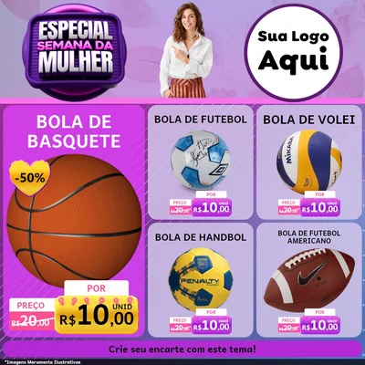 Modelo de Rede Social para Feed Facebook com o tema Especial Semana da Mulher para Artigos Esportivos