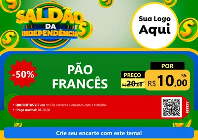 Modelo de Cartaz para Cartaz A4 Horizontal com o tema Saldão da Indepêndencia para Padaria