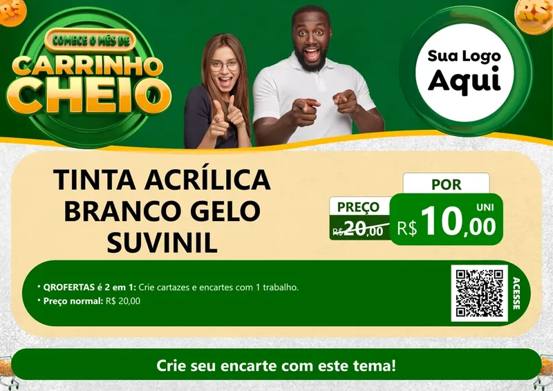 Modelo de Cartaz para Cartaz A4 Horizontal com o tema Carrinho Cheio para Tintas e Ferramentas