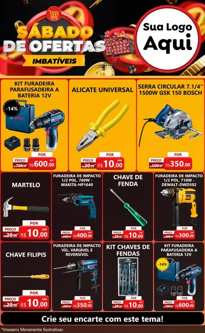 Modelo de Encarte para Encarte Grande com o tema Sábado de Ofertas Imbatíveis para Maquinas e Ferramentas