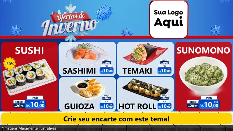 Modelo de TV para TV Horizontal com o tema Ofertas de Inverno para Comida japonesa