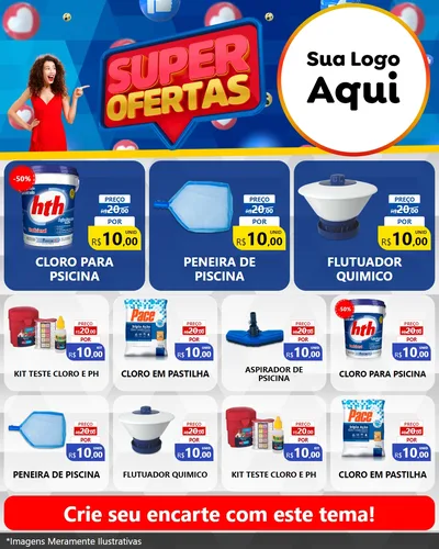 Modelo de Rede Social para Feed Instagram com o tema Super Ofertas para Produtos para Piscina