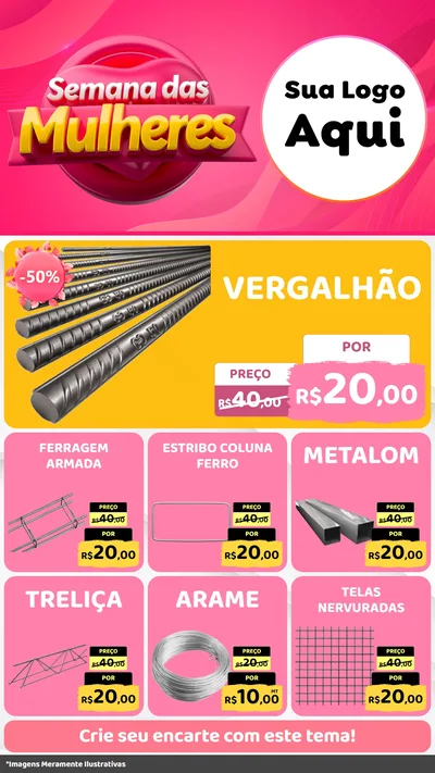 Modelo de Rede Social para Stories com o tema Semana das Mulheres para Ferragens
