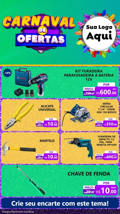 Modelo de TV para TV Vertical com o tema Carnaval de Ofertas para Maquinas e Ferramentas
