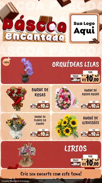 Modelo de TV para TV Vertical com o tema Páscoa Encantada para Floricultura e jardim