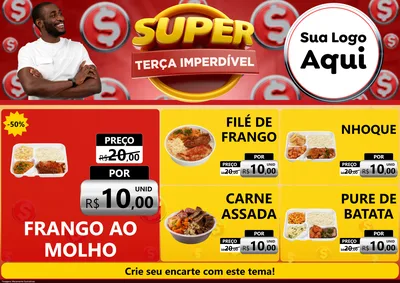 Modelo de Encarte para Encarte A4 Horizontal com o tema Super Terça Imperdível para Restaurante